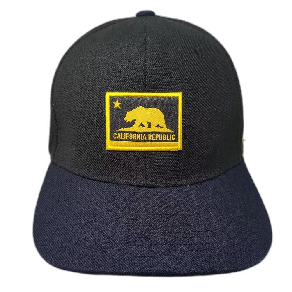 4350 District Snapback Hat Black Blue OS California Republic Bear Embroidered